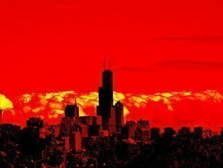Nancy Bechtol, 'Red Skyline Chicago', 2009, original Photography Color, 11 x 17  x 1 cm. Artwork description: 3099    transformed vision Chicago skyline ...
