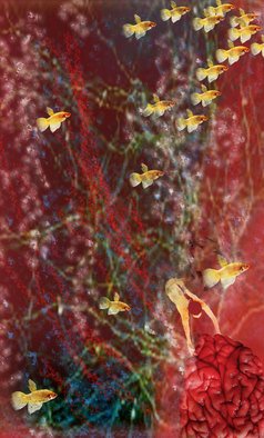 Nancy Ungar; The Dive, 2011, Original Digital Art, 13 x 19 inches. Artwork description: 241  Swimming through a sea of neurons, she dives deep to retrieve her brain. ...