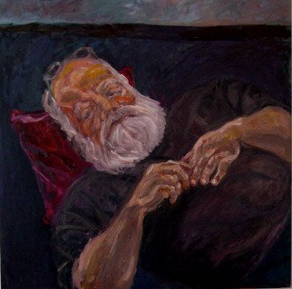 Zsuzsa Naszodi; Carl Plansky, 2008, Original Painting Oil, 110 x 110 cm. Artwork description: 241   Dear Carl, it was a great time we spent together while I painted your portrait.It was a miracle how Your beloved Titian, s purple velvet colour came out on the pillow. The magic is there. You are in my soul forever. ...