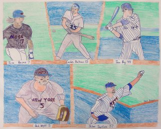 Nat Solomon; The Mets Five, 2011, Original Mixed Media, 22 x 27 inches. Artwork description: 241   NY Mets, Action Painting, Mixed Media Piece  ...