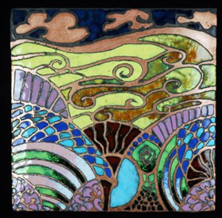 Nayna Shriyan; Dreamworld, 2008, Original Enameling Vitreous, 15 x 15 cm. Artwork description: 241  es dreams may consist of so many things, so many visuals, images fantastic landscapes, dreamy clouds, strange vegetation, one may encounter amazing visuals, this piece is a represention of a dream. ...