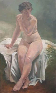 Neda Seyedabadi; Untitled, 2015, Original Painting Oil, 30 x 50 cm. Artwork description: 241 body of a woman...