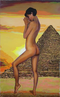 Richard Barone; Praying To The Amen, 2016, Original Painting Oil, 30 x 48 inches. Artwork description: 241 Amen or Amun was a major ancient Egyptian deity, but also the end word of Christian prayers, the  so be it  of worship. The name meant something like the hidden one, or the invisible. That was 40 centuries ago, i. e. , 20th Century BC. The female nude ...