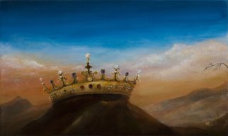 Ekaterina Nikidis; The Holy Crown I, 2021, Original Painting Acrylic, 50 x 30 cm. Artwork description: 241 This painting is a suggestion to create a narration. Why is this crown here in the mountains, who was its owner  It looks like a barbarian one, but it doesn t have an exact prototype. . .Thus, we can ask a lot of questions and make different guesses. ...