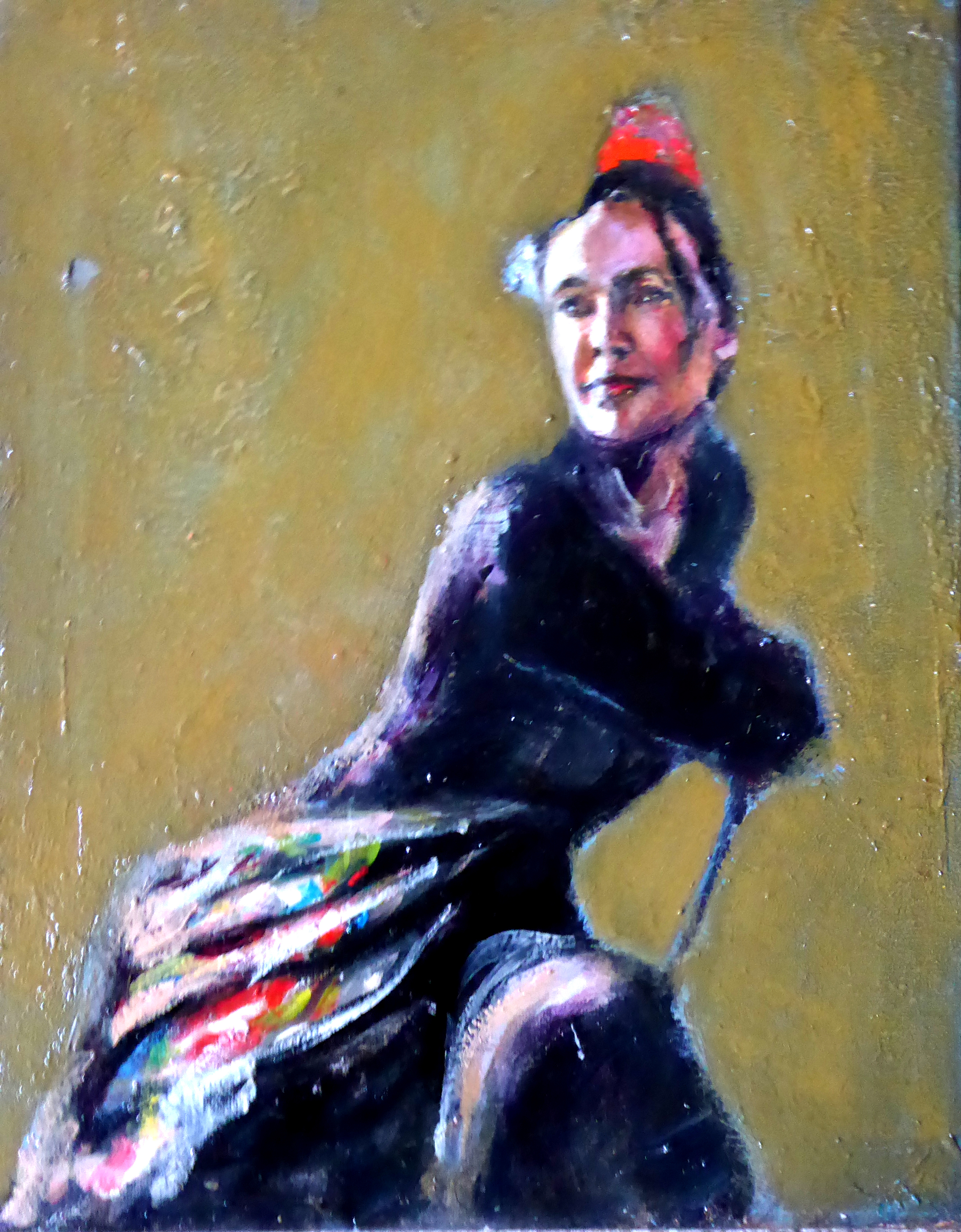 Renuka Pillai; Resting Flamenco Dancer, 2019, Original Painting Oil, 14 x 11 inches. Artwork description: 241  Study from Life...