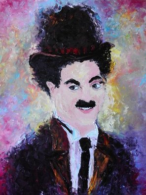 Asia Djibirova; Chaplin, 2017, Original Painting Oil, 50 x 60 cm. Artwork description: 241 Original oil portrait...