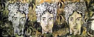 Pedro Fiol; Three Heads, 2014, Original Mixed Media, 270 x 110 cm. Artwork description: 241  Pedro Fiol, fiol, cuban painter, pittore, teste, matura, cuban artist, oil on canvas, mixed media on canvas,   ...