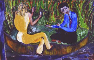 Padma Prasad; Conversation-2, 2001, Original Painting Oil, 22 x 28 inches. Artwork description: 241 Two people enjoying a break from work. ...