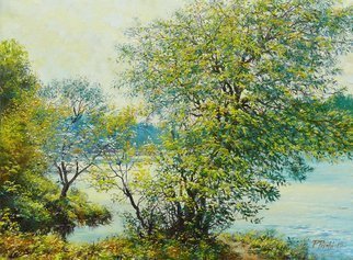 Petr Parkhimovitch; Breeze, 2015, Original Painting Oil, 75 x 60 cm. Artwork description: 241 river, coast, foliage, sun, windThe artwork on the stretcher, without a frame, signed on the front and back side.A light September breeze rustling the yellowing leaves of riparian trees. ...