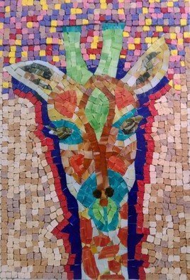 Goksen Parlatan; Magic Giraffe Mosaic, 2017, Original Mosaic, 35 x 50 cm. Artwork description: 241 A giraffe portrait that has magic powers...