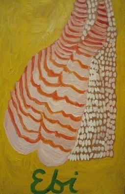 Patrice Tullai, 'ebi', 2006, original Painting Oil, 14 x 22  x 1 inches. Artwork description: 1911  oil on wood painting of ebi sushi ...