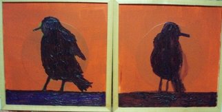 Patrice Tullai, 'two crows', 2007, original Painting Oil, 30 x 16  x 3 inches. Artwork description: 1911  Oil and acrylic paint on treated paper.This diptic has framing around each piece. ...