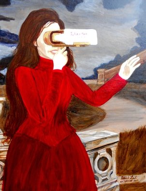 Patrick Lynch; L Autre Monde, 2014, Original Painting Acrylic, 16 x 20 inches. Artwork description: 241   A mysterious Victorian lady gazes into a glowing stereoscope viewer into another world. ...