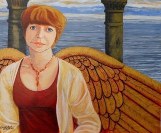 Patrick Lynch; Love, The Giver Of Wings, 2015, Original Painting Acrylic, 18 x 15 inches. Artwork description: 241  A beautiful woman who so dearly loves and is loved, her soul is reflected in her gold 