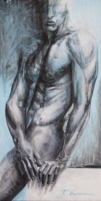 Paula Craioveanu; Amphibian Man, 2021, Original Painting Acrylic, 40 x 79 inches. Artwork description: 241 The painting was inspired by an amphibious creature called Ichtyandro, half man half fish, able to live and breath in both worlds: in and off water. ...