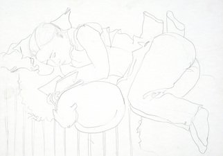 Paul Freeman, 'Kerstin And Cat', 1983, original Drawing Pencil, 50 x 35  x 1 cm. 