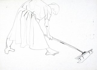 Paul Freeman, 'Sweeping', 1986, original Drawing Pencil, 30 x 20  x 1 cm. 
