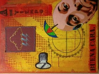 Eduardo Acevedo; A Mal Tiempo, Buena Cara, 2011, Original Painting Acrylic, 20 x 16 inches. Artwork description: 241  Acylics, tranfer paper, silver leaf technique, collage, rhinstone. ...