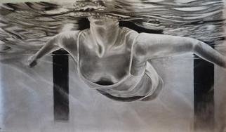 Peter Illig; Submersion, 2012, Original Drawing Charcoal, 72 x 42 inches. 