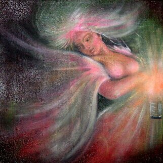 Michael Pickett; Psychopomp Angel, 2006, Original Painting Acrylic, 24 x 30 inches. Artwork description: 241 She travels through time to guide souls of the dead to a new life.  Psychopompsfrom the Greek word I^II++I? IEURI? I1/4IEURIOEI,, psychopompA3s, literally meaning theguide of soulsare creatures, spirits, angels, or deities in many religions whose responsibility is to escort newly deceased souls from Earth to the afterlife.  Their ...