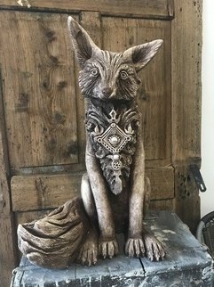 Kate Pawluskiewicz; Mr Fox, 2018, Original Sculpture Other, 37 x 60 cm. Artwork description: 241 Polish Folk Regional Fox with Highlander Brooch limited edition concrete casting. ...