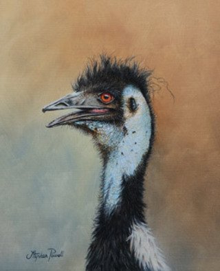 Stephen Powell; Emu, 2008, Original Painting Oil, 21.5 x 26.5 cm. Artwork description: 241  Worlds second largest bird from Australia. ...