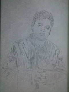 Pradeep Arunachalam; Ar Rahman, 2014, Original Drawing Pencil, 210 x 297 mm. Artwork description: 241  OSCAR WINNING MUSIC DIRECTOR AR. RAHMAN  ...
