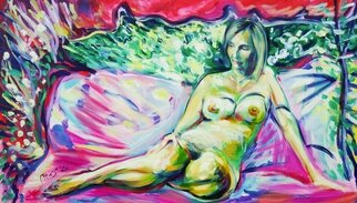Presecan Claudiu; Summer In The Garden, 2022, Original Painting Oil, 140 x 80 cm. Artwork description: 241 In a hot summer day, laying in the artist s garden...
