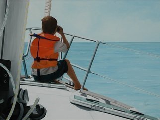 Peter Seminck, 'Skipper To Be', 2013, original Painting Oil, 47 x 35  x 2 inches. Artwork description: 2103  SailingBoyBoatsSearealism ...
