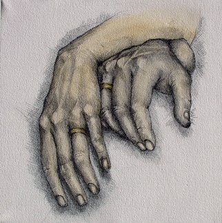 Patrick Sean Kelley; Marriage, 2008, Original Drawing Charcoal, 12 x 12 inches. Artwork description: 241  Hands can say so much about life and love. ...