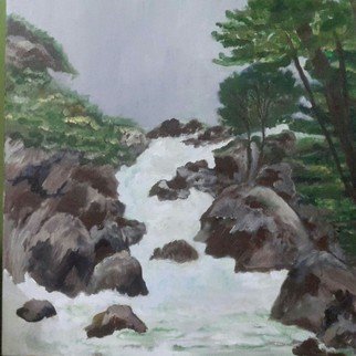 Amrita Banerjee; Mountain Rapid, 2015, Original Painting Acrylic, 24 x 24 inches. Artwork description: 241     I painted in the yesomite national park, where the yesomite waterfalls is joining the merged river. it is on stretched canvas.oil on canvas    ...