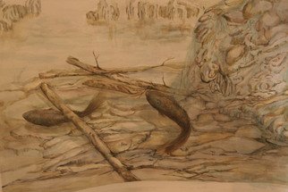 Racheal Yang; Fish Among Rocks, 2008, Original Watercolor, 51 x 33.5 inches. 