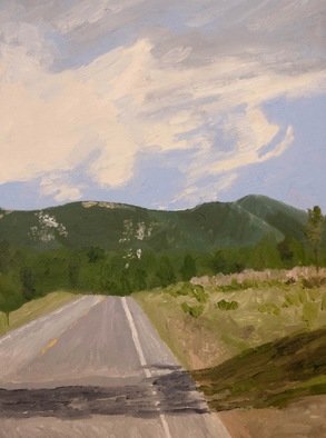 Rachel Stearns; Big Bear California 2017, 2019, Original Painting Oil, 9 x 12 inches. Artwork description: 241 Highway in California...