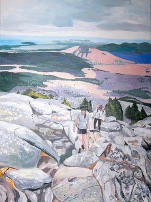 Rachel Stearns; Climbing Up Mt Monadnock, 2019, Original Painting Acrylic, 36 x 48 inches. Artwork description: 241 People climbing up Mount Monadnock...