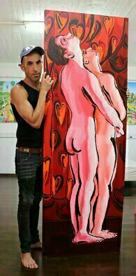 Raphael Perez, 'Erotic Gay Artist Painter...', 2002, original Painting Acrylic, 200 x 70  cm. Artwork description: 3138 Article about Raphael Perez homosexual gay art paintingsPride and Prejudice on Raphael Perezs ArtworkRaphael Perez, born in 1965, studied art at the College of Visual Arts in Beer Sheva, and from 1995 has been living and working in his studio in Tel Aviv.  Today Perez ...