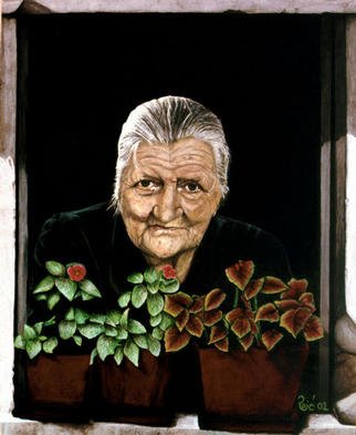 Branko Reic; Mildness, 2002, Original Painting Tempera, 26 x 32 inches. Artwork description: 241 All by herself she has brought up her four sons and still maintained the mildness in her eyes. Lets look into our own eyes - what can we see in them...