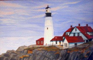 Renee Rutana, 'Portland Head Lighthouse', 2000, original Painting Oil, 36 x 24  x 1 inches. Artwork description: 2307 Because Edward Hopper is one of my favorite artists, I traveled to Portland, Maine to see his lighthouse. After seeing it, I decided to paint my version of it in honor of Edward. * Canvas has stapled sides....