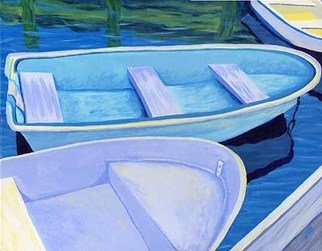 Renee Rutana, 'Singing The Blues', 2006, original Painting Acrylic, 20 x 16  x 1 inches. Artwork description: 1911  A bunch of dinghies at Cape Cod. Main colors are blues ( hence the title) . ...