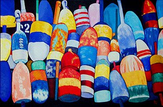 Renee Rutana; Unified, 2009, Original Painting Acrylic, 36 x 24 inches. Artwork description: 241 Lobster Buoys from Rockport, Massachusetts...