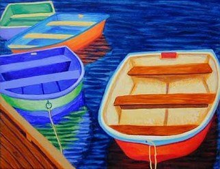 Renee Rutana; Vivid Concept, 2006, Original Painting Acrylic, 20 x 16 inches. Artwork description: 241  More dinghies, this time very bright, primary colors. * Gallery wrapped canvas with painting extending to the sides....