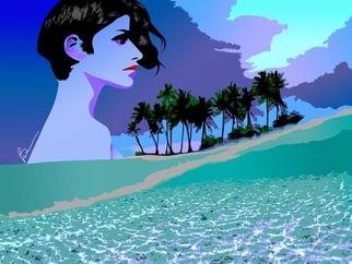 Richard Brown; WOMAN ON ISLAND, 2012, Original Digital Art, 60 x 40 inches. Artwork description: 241       40x60 digital airbrush painting on canvas           ...