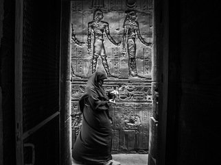 Richard Peterson; Hieroglyphics, 2019, Original Photography Black and White, 61 x 40 cm. Artwork description: 241 Photo taken in the temple of Horus, Edfu  Egypt ...