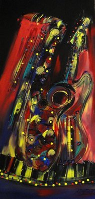 Robert Berry; Jazz Jam Session, 2016, Original Painting Acrylic, 15 x 30 inches. Artwork description: 241 Jazzy Art...