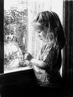 Robb Scott; Self Reflection, 2004, Original Drawing Pencil, 10 x 12 inches. Artwork description: 241  My mother took the photo of this pencil drawing in 2004. She beautifully captured the reflection of my niece looking back her as she peers out the window. I often find myself wondering what it is she is so focused on. There is still a part of ...
