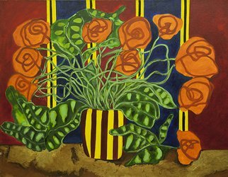 Roberto Rossi; Flowers Vase With Stripes, 2010, Original Mixed Media, 120 x 90 cm. Artwork description: 241 Vase of flowers with stripes is a very appreciated work of the artist . . .  Colors that surround the observer and carry the good vibrations of their colors where the work is exposed....