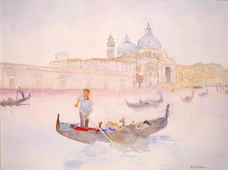 Roderick Brown, 'Evening Light Venice', 2003, original Watercolor, 24 x 18  inches. Artwork description: 2793 Evening on the Grand Canal in Venice. The scene is so tranquil as the gondoliers glide by on the water as light starts to fade...