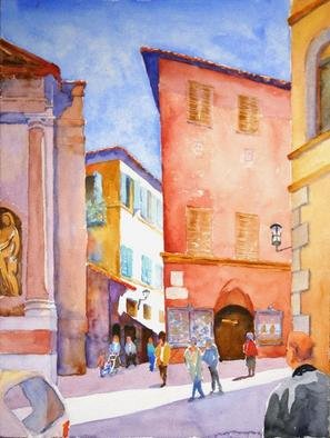 Roderick Brown, 'Morning Movement In Sienna', 2005, original Watercolor, 12 x 16  x 1 inches. Artwork description: 2793 Mid morning in Sienna, Tuscany. The movement of the people going about their business amongst the old but beautiful buildings in Sienna is what caught my attention. A watercolour painting of Sienna Italy....