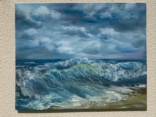 Dalia Aql; WAVING ALOHA, 2020, Original Painting Oil, 34.2 x 42.3 cm. Artwork description: 241 Waves, representing the birth of a new era for our state of mind.  They replenish a that is around them and carry beautiful creatures of this world.  Clarity, tranquility, and freedom are the ultimate representations of this piece. ...