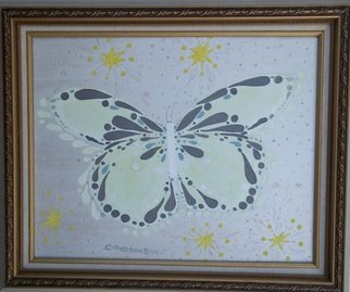 Cathy Dobson; White Butterfly, 2014, Original Painting Oil, 20 x 16 inches. Artwork description: 241  Original Illuminous Oil Paintingfrom The Butterflies and Unicorns Collection.  Phosphorescent highlights glow in the dark or under black lights.  Magical ...