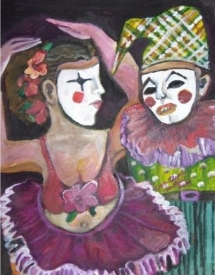 Ruth Olivar Millan; I AM NOT WHO YOU THINK Clown, 2009, Original Painting Acrylic, 18 x 24 inches. Artwork description: 241  Brillant colors of clowns mysterially hidden in masks, denote fear to the interactionist. Original painting by Ruth Olivar Millan. . . Hungry artist. ...
